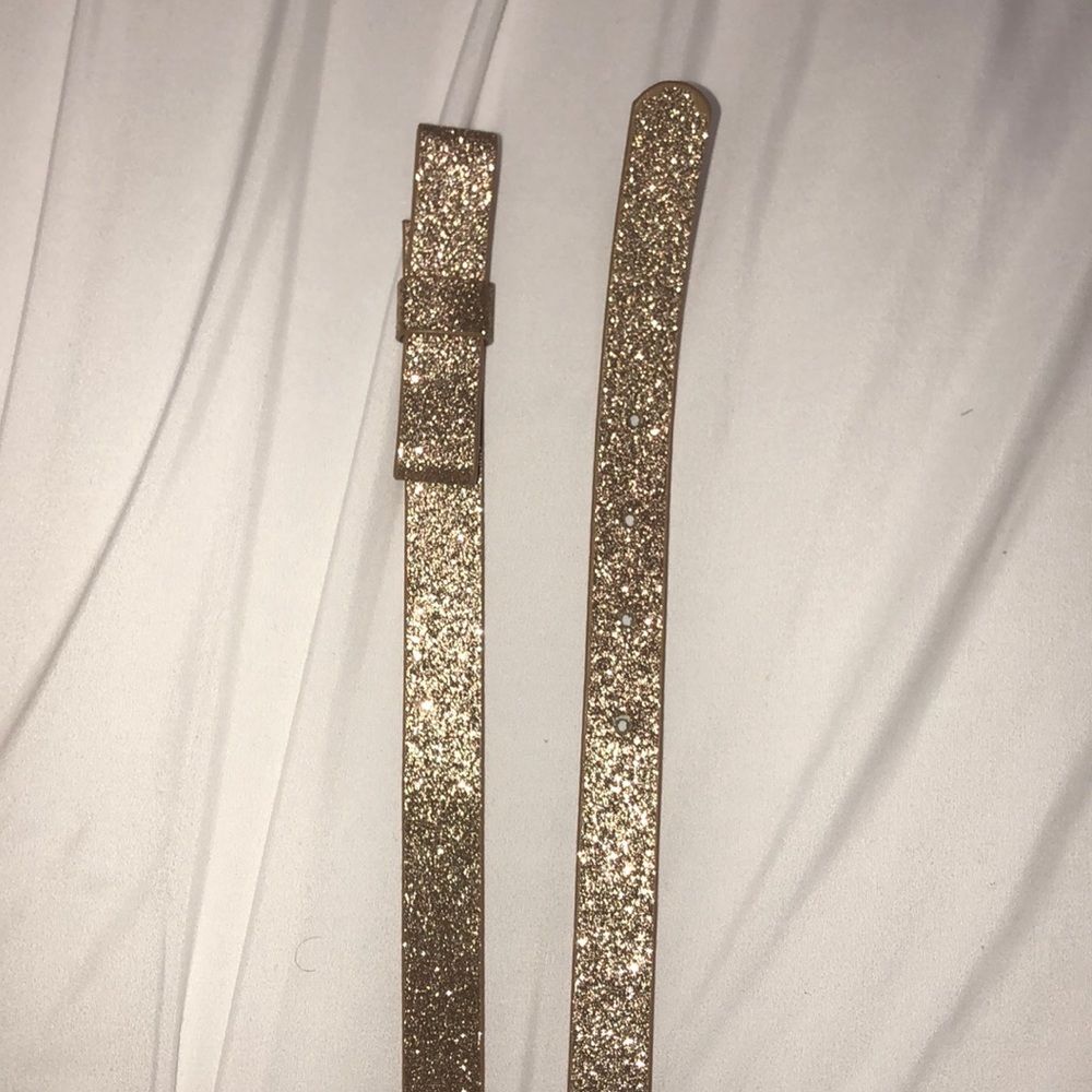 Gold Glitter Bow Accented Waist Belt